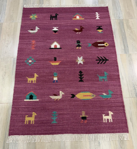 Tribal handwoven wool rug - tribal,