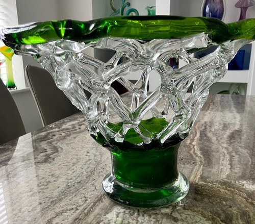 Large blown web woven - blown, glass