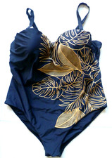LADIES MAGISCULPT BNWOT SIZE 42E 18/20 BLACK WITH GOLD COLOURED STITCH SWIMSUIT