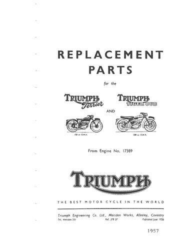 Triumph parts manual - triumph, book