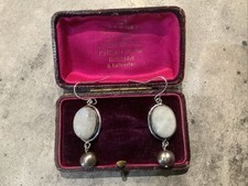 925 SILVER RAINBOW MOONSTONE  AND PEARL  EARRINGS