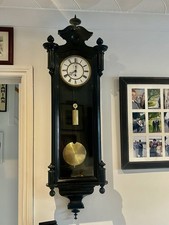 1890 Antique Mahogany Vienna Regulator Wall Clock Time Only Single Weight