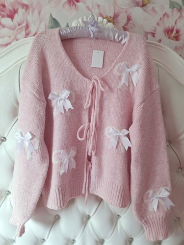 Pink white big bow bows - bow,