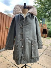 WWII 1944 Örebro M1909 Swedish Army Sheepskin-Lined Canvas Field Coat LARGE