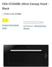 CDA CCG60BL 60cm Canopy Cooker