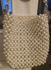 Zara pearl beaded Bucket Bag