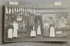 Postcard Charles Cox Grocery Store Shop Front Staffordshire 1910 RP Original