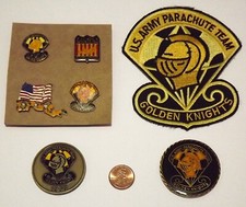 Challenge Coins - Lot of 2 - US Army Golden Knights - Plus Patch & 4 Pins - Para