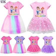 Girls Cocomelon Print Rainbow Dress Skirt Birthday Party Princess Dress Gifts UK