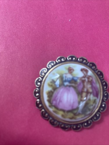 Vintage painted lovers brooch - vintage,