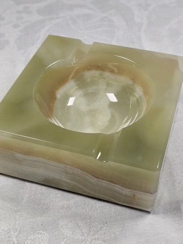 Vintage green onyx ashtray - green,