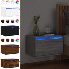 Floating Drawer Wall Mounted Bedside Cabinet Table LED Nightstand Storage Shelf