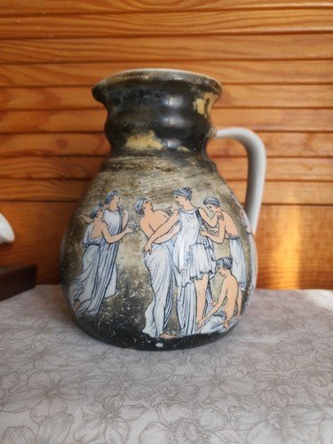 Vintage hand painted greek jug - painted,
