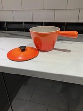 Le Creuset vintage Enamelled Cast Iron  Round Saucepan Volcanic Orange/sauce pot