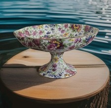 Vintage Royal Winton Grimwades Summertime Floral Pedestal Cake Plate Candy Dish