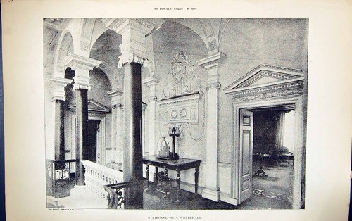 Old print interior staircase - interior,