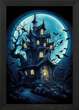 Spooky House Hallowen Framed