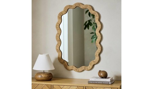 Rattan wavy wall mirror - wavy,