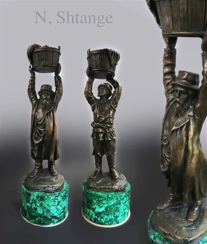 Pair bronze and malachite - bronze,