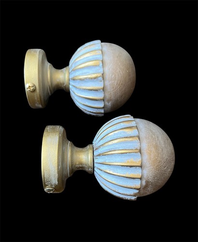 Curtain finials white wood - white,