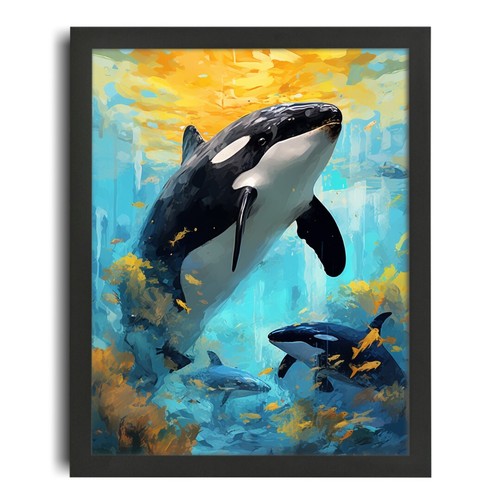 Colourful killer whale artwork - colourful,
