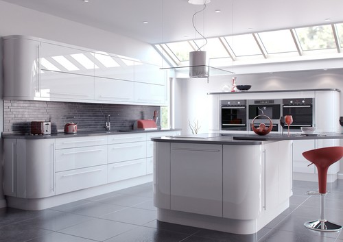 White gloss kitchen unit - kitchen,