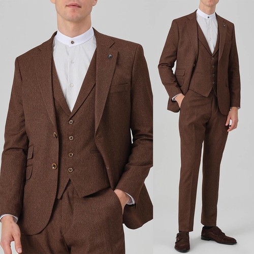 Notch lapel tweed men suits - notch,