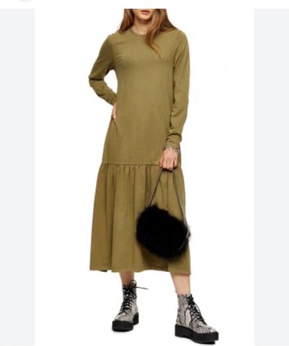 Topshop midi dress olive - dress,