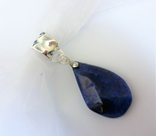 Blue agate necklace scarf - blue,