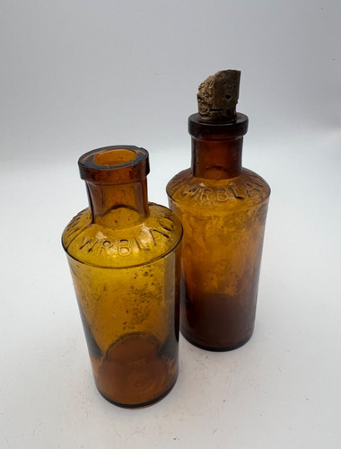 Antique amber glass - amber, bottles