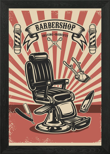 Barber shop poster framed wall - barber,