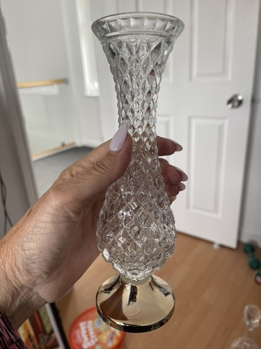 Vintage cut crystal glass - crystal, bud