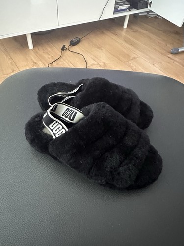 Black ugg fluff yeah slides - fluff,