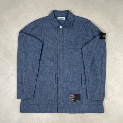 Stone island washed denim zip - island,