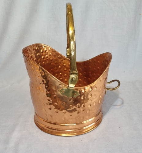 Vintage copper coal - coal, scuttle