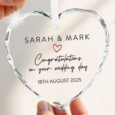 Personalised Wedding Gifts For Bride Groom Couple Crystal Heart With Gift Bag