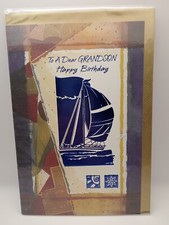 To A Dear Grandson Birthday Card An Gold Envelope Birthdays Cards Boys Boat Sun