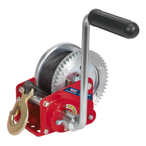 Geared hand winch with - hand, &