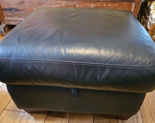 Brown leather top footstool - brown,