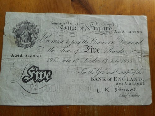 Bank england white - bank, £5