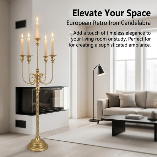 Gold floor candle holder - floor,