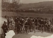 Damaged BICYCLE RACE Vintage Photo Early 1900s Racing RIDERS Bike Europe