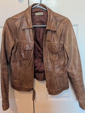 Nicole Farhi Designer Leather Jacket Womens Size 10