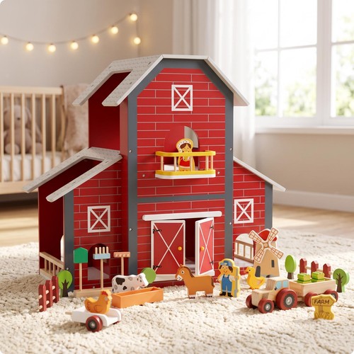 Wooden farm playset - wooden,