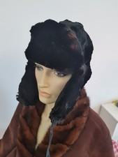 Vintage real coney RABBIT  trapper ushanka fudd peak FULL FUR hat size XS