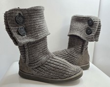 UGG 5819 Grey Boots Classic Cardy Knit Sock Sheepskin Insole Womens UK 7.5 Retro