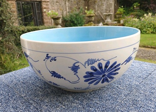 Large blue white floral - blue,