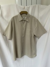 F&F Mens Beige Shirt, Short Sleeve, L (41-43in Chest) Soft Touch