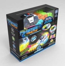 Mindscope Twister Tracks Neon Glow Police Car 221pc Includes 11ft Flexible Track