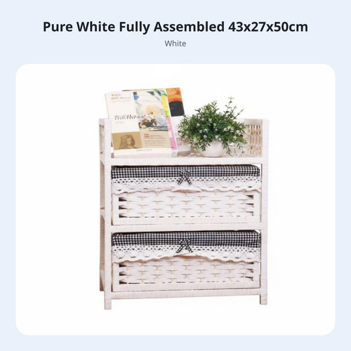 Drawer wicker nightstand - 2-drawer,